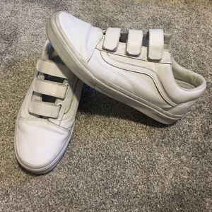 White-leather Velcro Vans